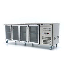 Koelwerkbank - 223 cm - 4 Glazen Deuren