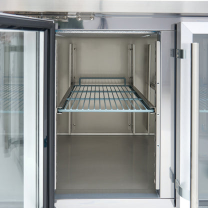 Koelwerkbank - 223 cm - 4 Glazen Deuren