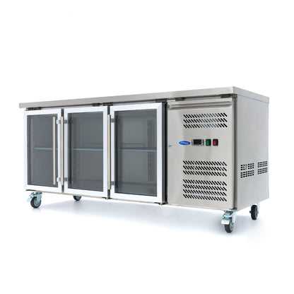 Koelwerkbank - 180 cm - 3 Glazen Deuren