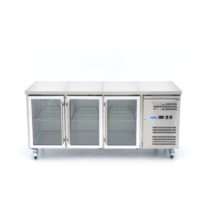 Koelwerkbank - 180 cm - 3 Glazen Deuren