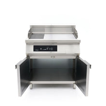 Inductie Grillplaat 700 - Glad en Gegroefd - 10000W - Dubbel - met Onderstel
