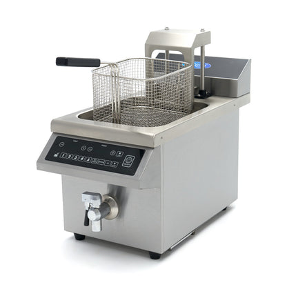 Frituurpan - 8 L - 1 Mand - Inductie - Liftsysteem - met Tapkraan