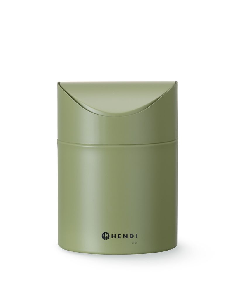 Tafelformaat prullenbak met schommeldeksel, HENDI, 1,2L, Groen, ⌀120x(H)165mm