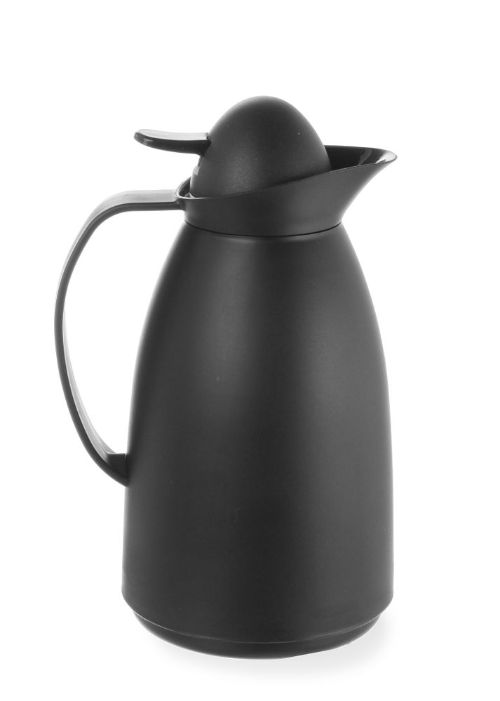 Isoleerkan met glazen binnenfles, HENDI, 1L, Zwart, ⌀140x(H)268mm