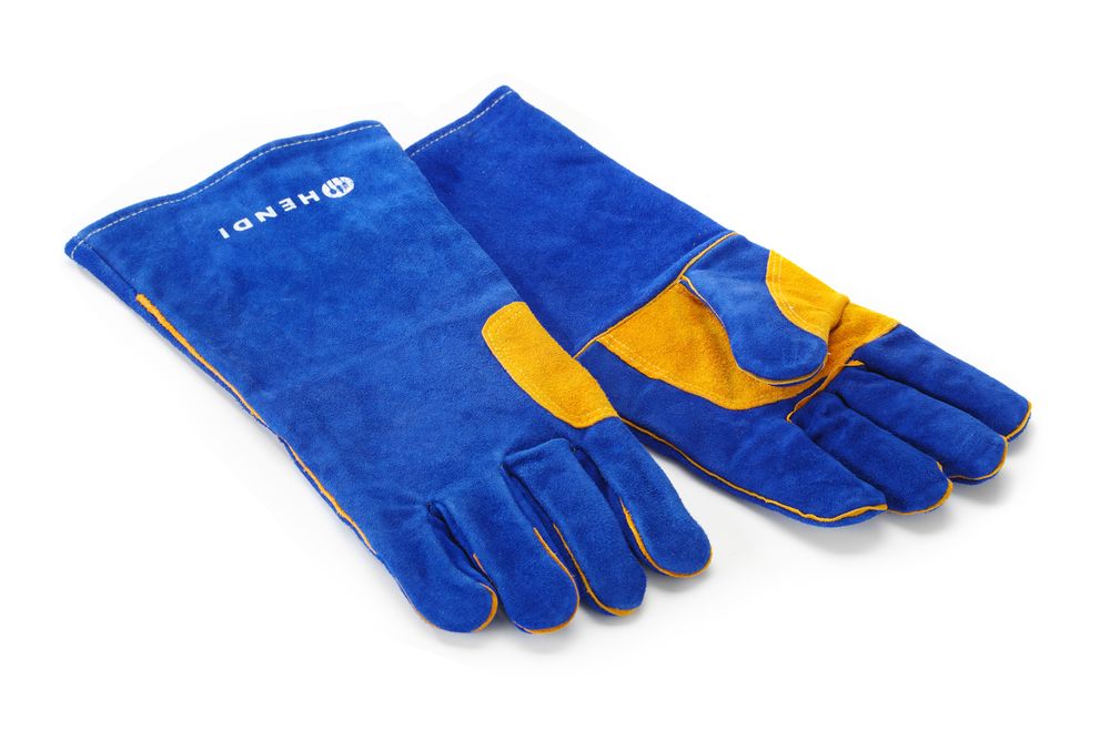 Hittebestendige handschoenen, leer, HENDI, Blauw, 2 st., (L)410mm