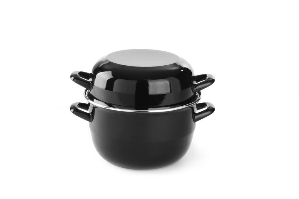Mosselpan geëmailleerd - met deksel, HENDI, 2,5L, ⌀220x(H)190mm