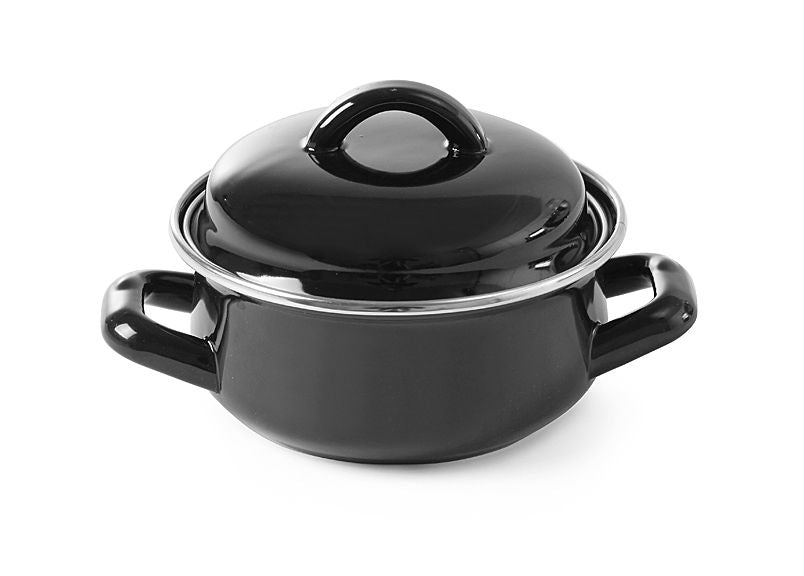 Soep- sauspannetje - met deksel, HENDI, 0,5L, Zwart, ⌀135x(H)105mm