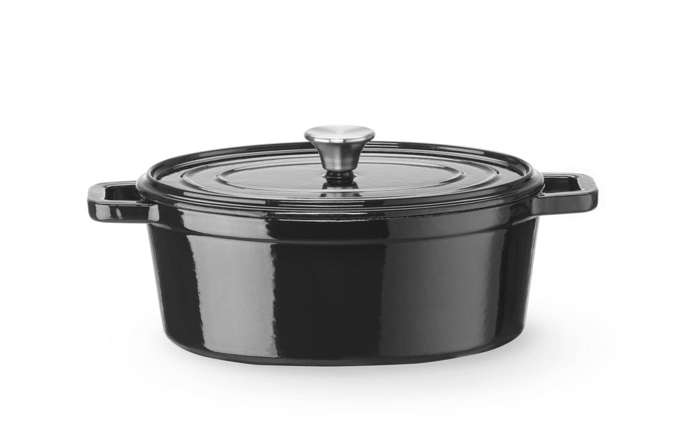 Braadpan geëmailleerd gietijzer, HENDI, 4,4L, Zwart, 365x290x(H)115mm, Ovaal