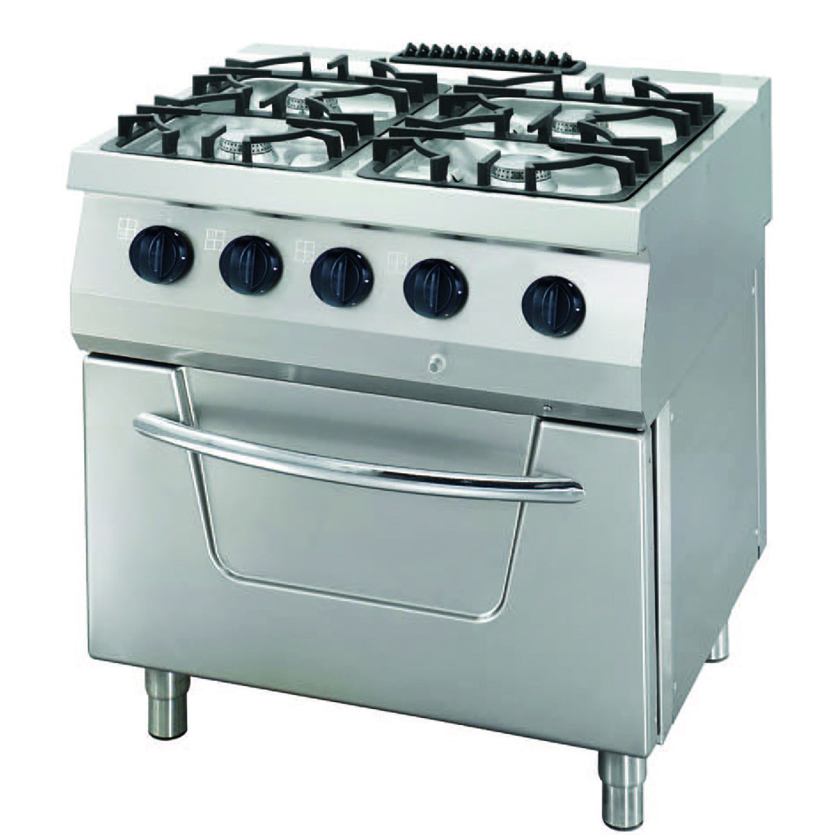 Heavy Duty Fornuis - 4 Pitten - Dubbel - 70 cm Diep - 34 kW - Gas met Oven