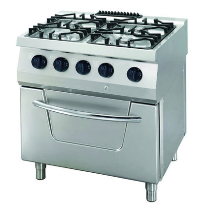 Heavy Duty Fornuis - 4 Pitten - Dubbel - 70 cm Diep - 34 kW - Gas met Oven