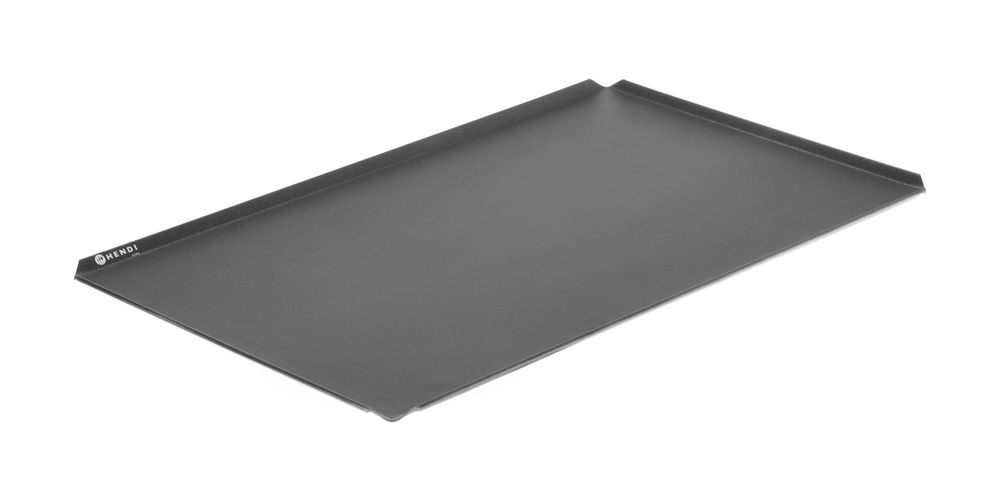 Tray, anti-aanbak, 4 randen, HENDI, Zwart, 600x400x(H)10mm, Rechthoekig