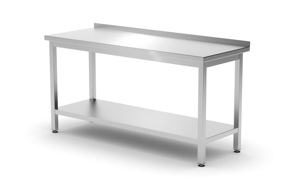 Wandtafel met plank – geschroefd, diepte 600 mm, HENDI, Profi Line, 1600x600x(H)850mm