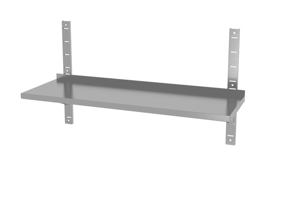 Verstelbare enkele wandplank met 2 beugels, HENDI, 800x300x(H)600mm