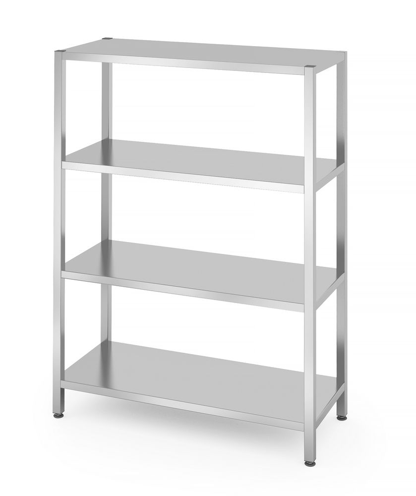 Opbergrek met 4 volledige planken – geschroefd, HENDI, Kitchen Line, 1200x500x(H)1800mm