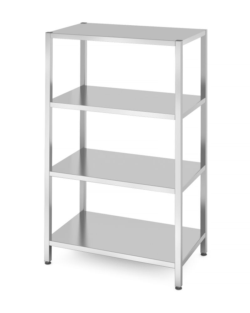 Opbergrek met 4 volledige planken – geschroefd, HENDI, Kitchen Line, 1000x600x(H)1800mm