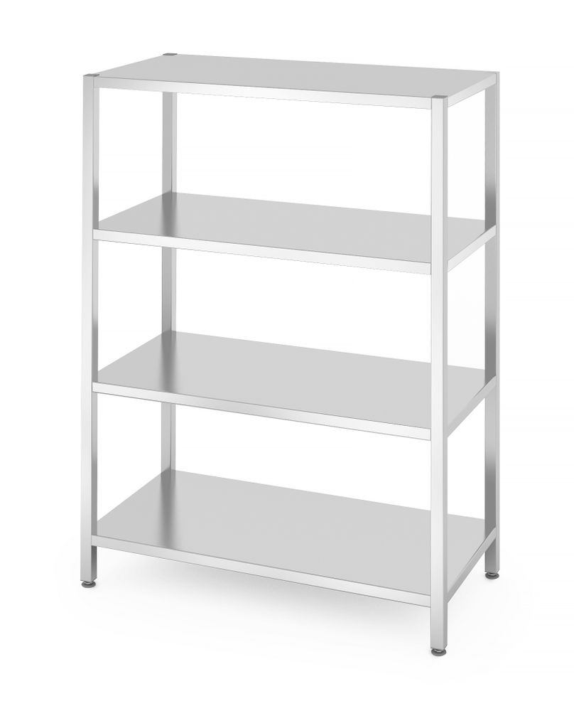 Opbergrek met 4 volledige planken – geschroefd, HENDI, Kitchen Line, 1200x600x(H)1800mm