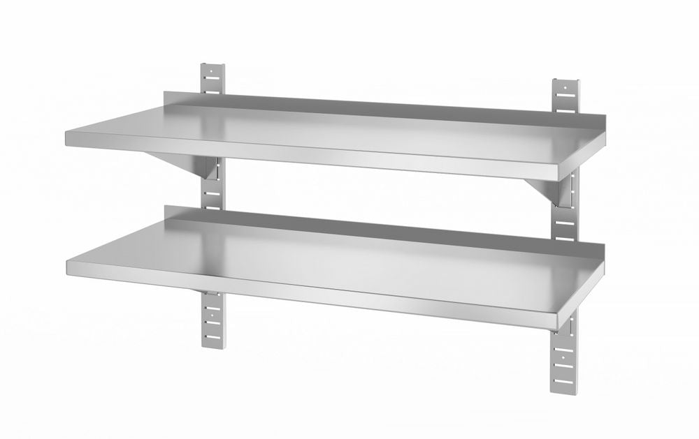 Dubbele wandplank, verstelbaar, met 2 beugels., HENDI, 1000x400x(H)600mm