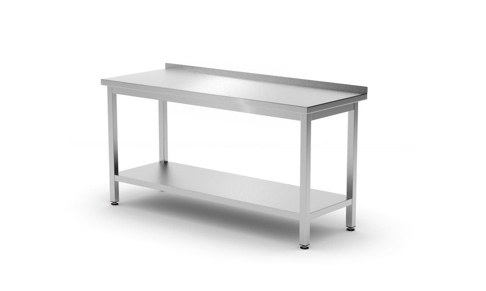 Wandtafel met plank – geschroefd, diepte 600 mm, HENDI, Kitchen Line, 1200x600x(H)850mm