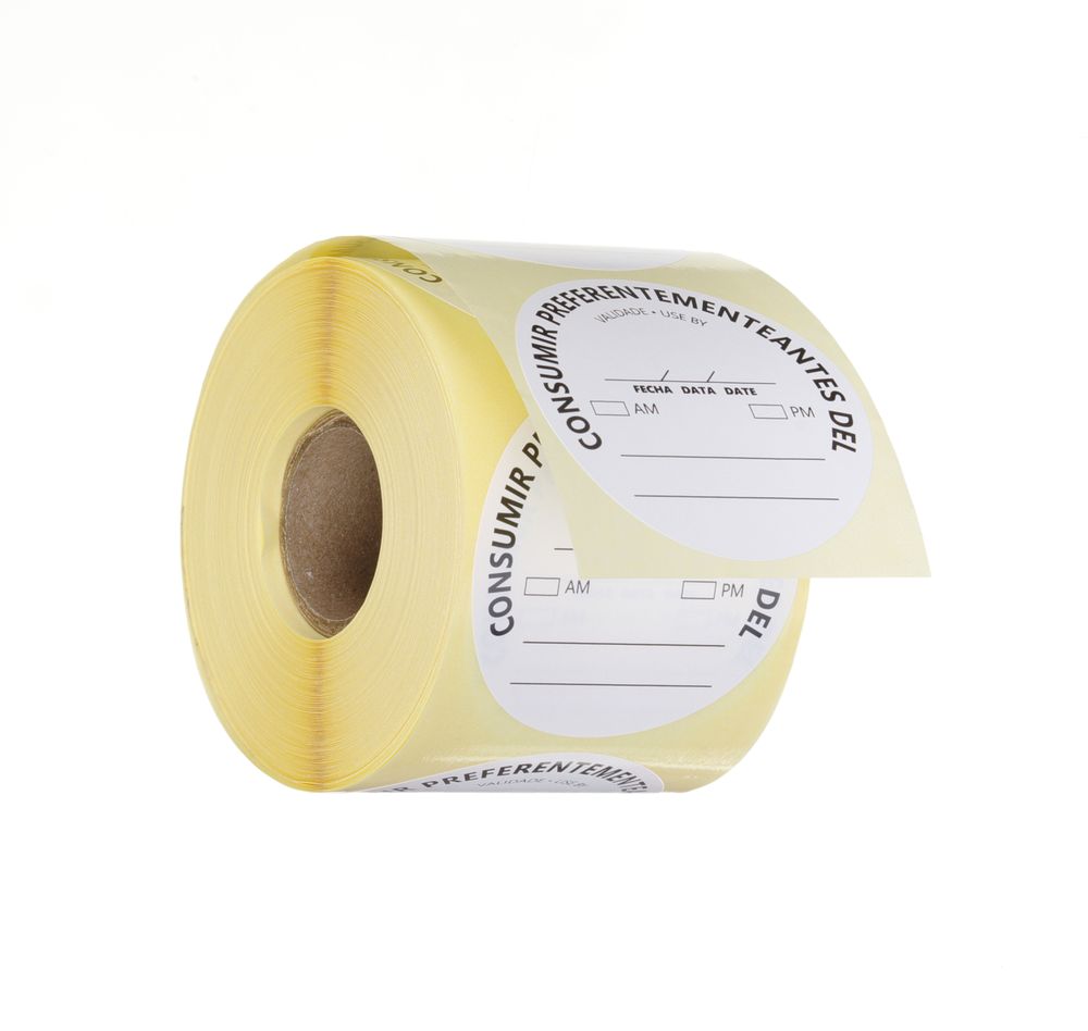 Voedselveiligheidsstickers, multifunctioneel, eenvoudig verwijderbaar, “GEBRUIKEN TOT”, HENDI, Wit, 500 st., ⌀50mm