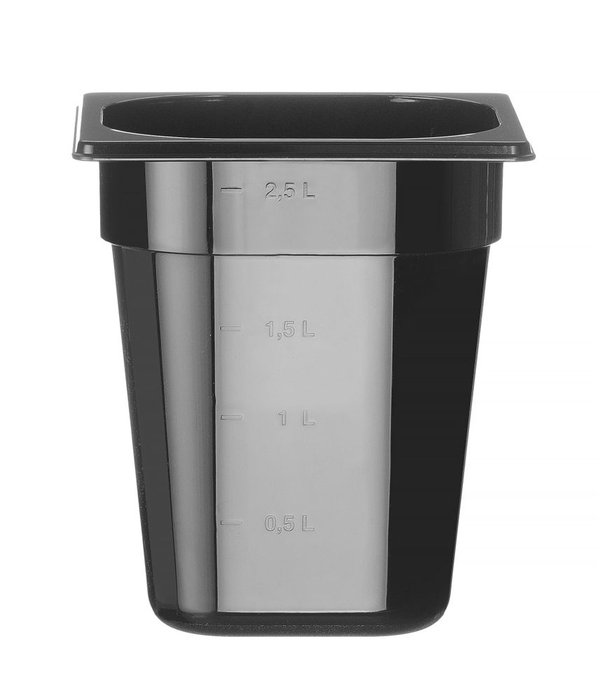 Container GN 1/6 zwart polycarbonaat, HENDI, Profi Line, GN 1/6, 3,4L, Zwart, 176x162x(H)200mm