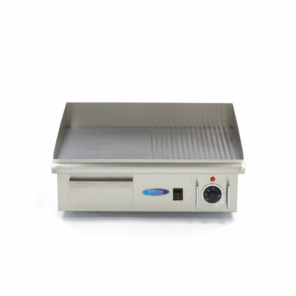 Grillplaat - Half Gegroefd - 55 cm - incl. Opvangbak
