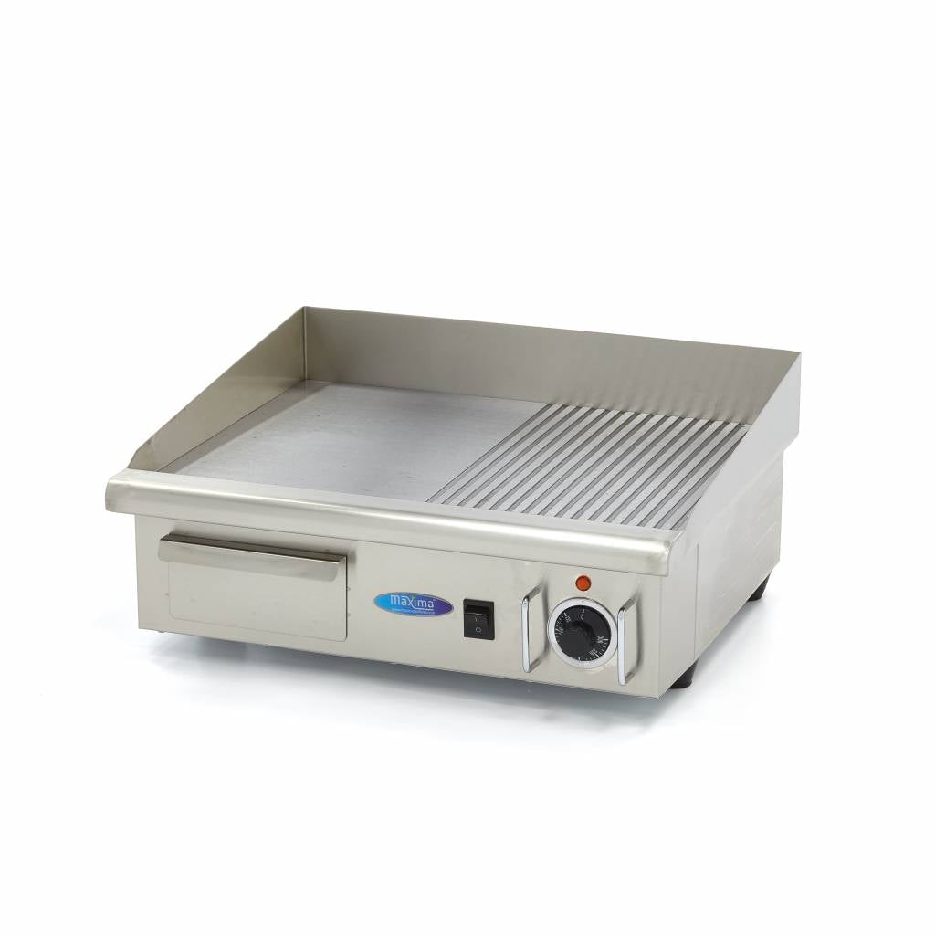 Grillplaat - Half Gegroefd - 55 cm - incl. Opvangbak