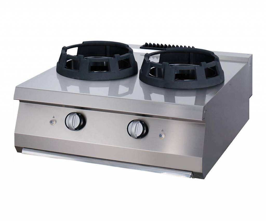 Heavy Duty Wok Brander - 2 x Ø 28,5 cm Pannenring - Dubbel - 70 cm Diep - Gas