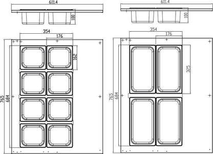Saladette - 67 L - Tafelmodel - 8 x 1/6 GN