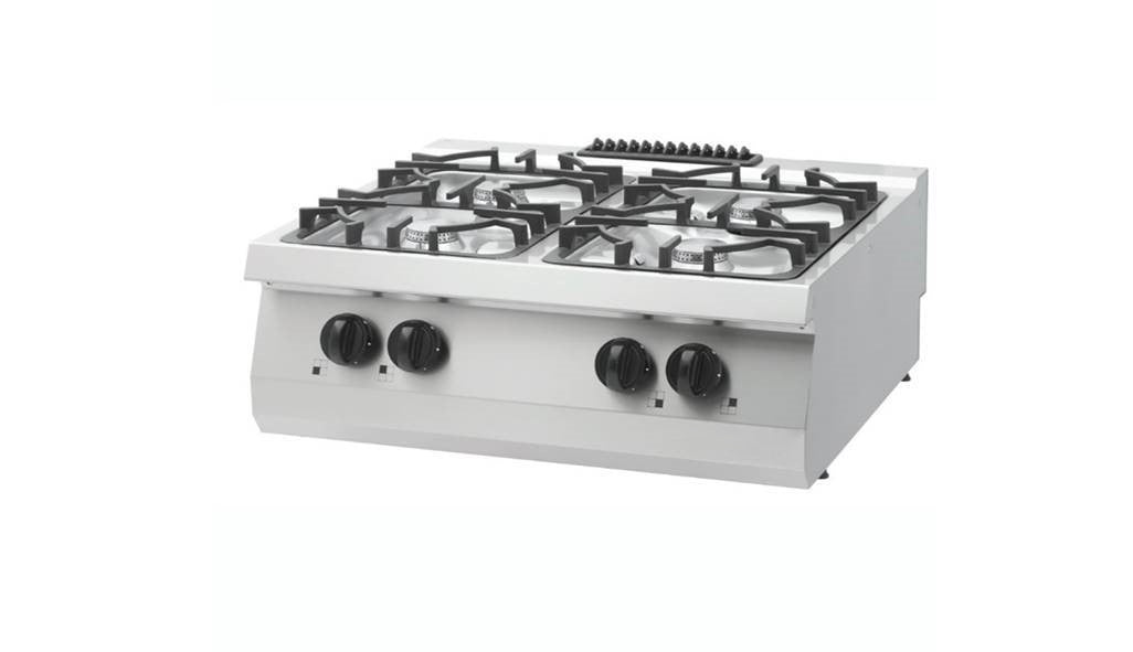 Heavy Duty Kookplaat - 4 Pitten - Dubbel - 70 cm Diep - 27 kW - Gas