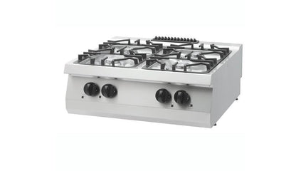 Heavy Duty Kookplaat - 4 Pitten - Dubbel - 70 cm Diep - 27 kW - Gas