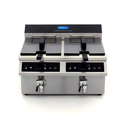 Frituurpan - 2x 8 L - 2 Manden - met Tapkraan - Inductie
