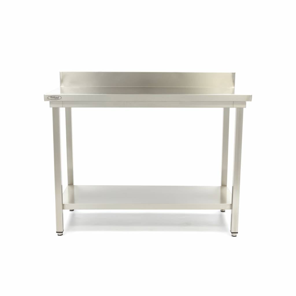 Werktafel rvs - 100 x 60 cm - Verstelbare Hoogte - met Spatrand en Onderschap