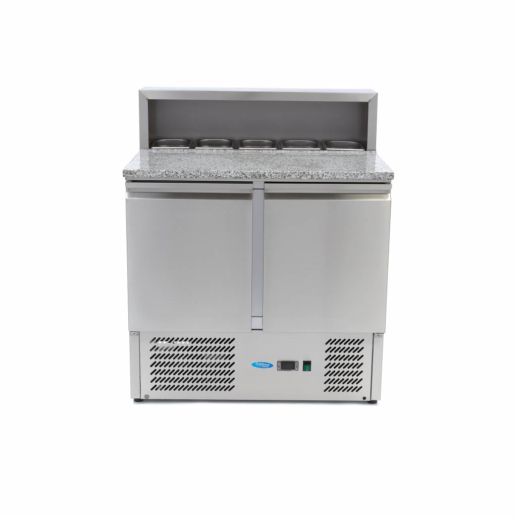 Pizzawerkbank - 90 cm - 2 Deuren - 5 x 1/6 GN - incl. RVS Afdekking
