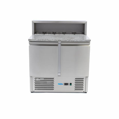 Pizzawerkbank - 90 cm - 2 Deuren - 5 x 1/6 GN - incl. RVS Afdekking