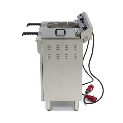 Frituurpan - 2x 16 L - 2 Manden - met Tapkraan en Opbergruimte - 400V