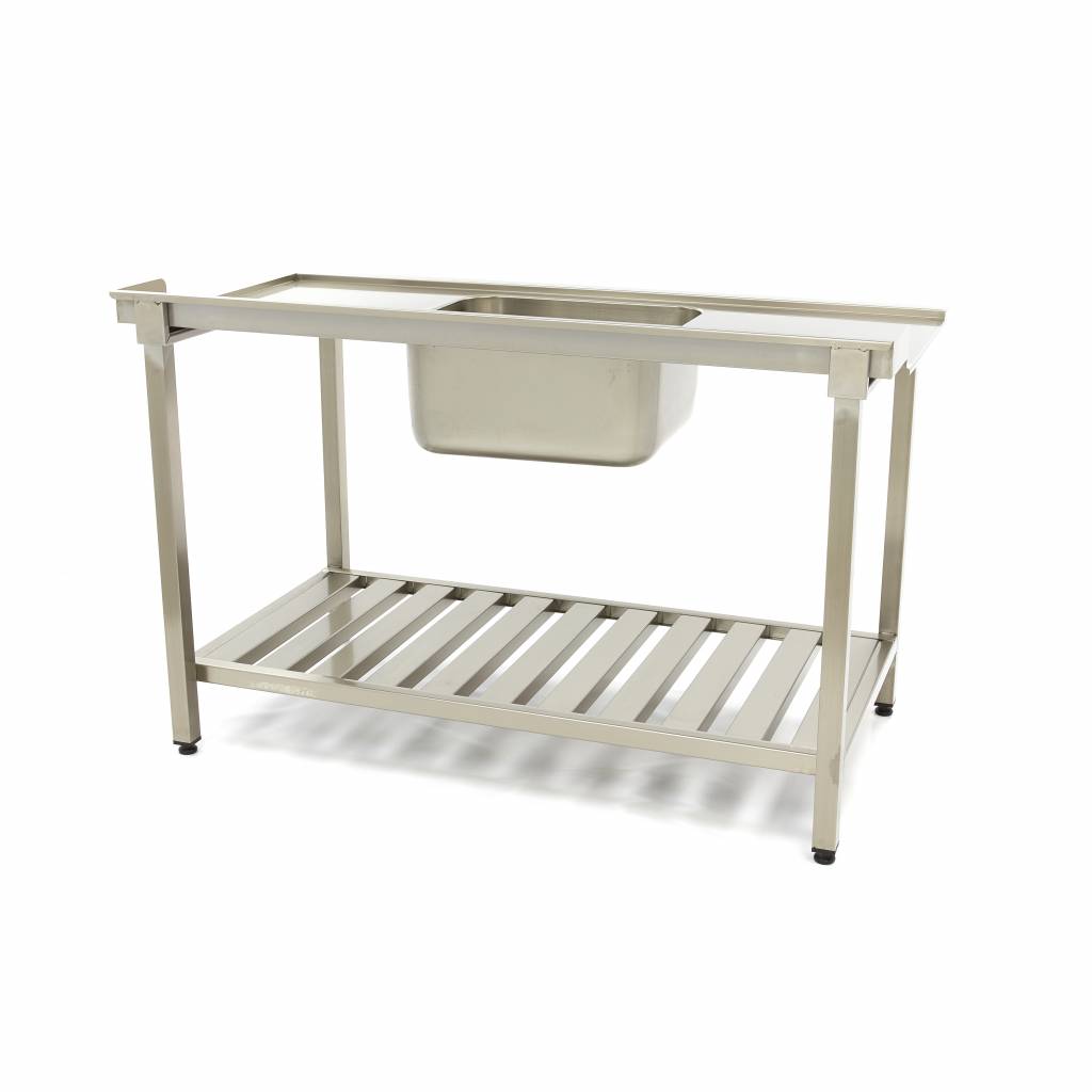 Spoeltafel - 120 x 75 cm - Aanvoer Vaatwasser Rechts - incl. Wasbak en Onderschap