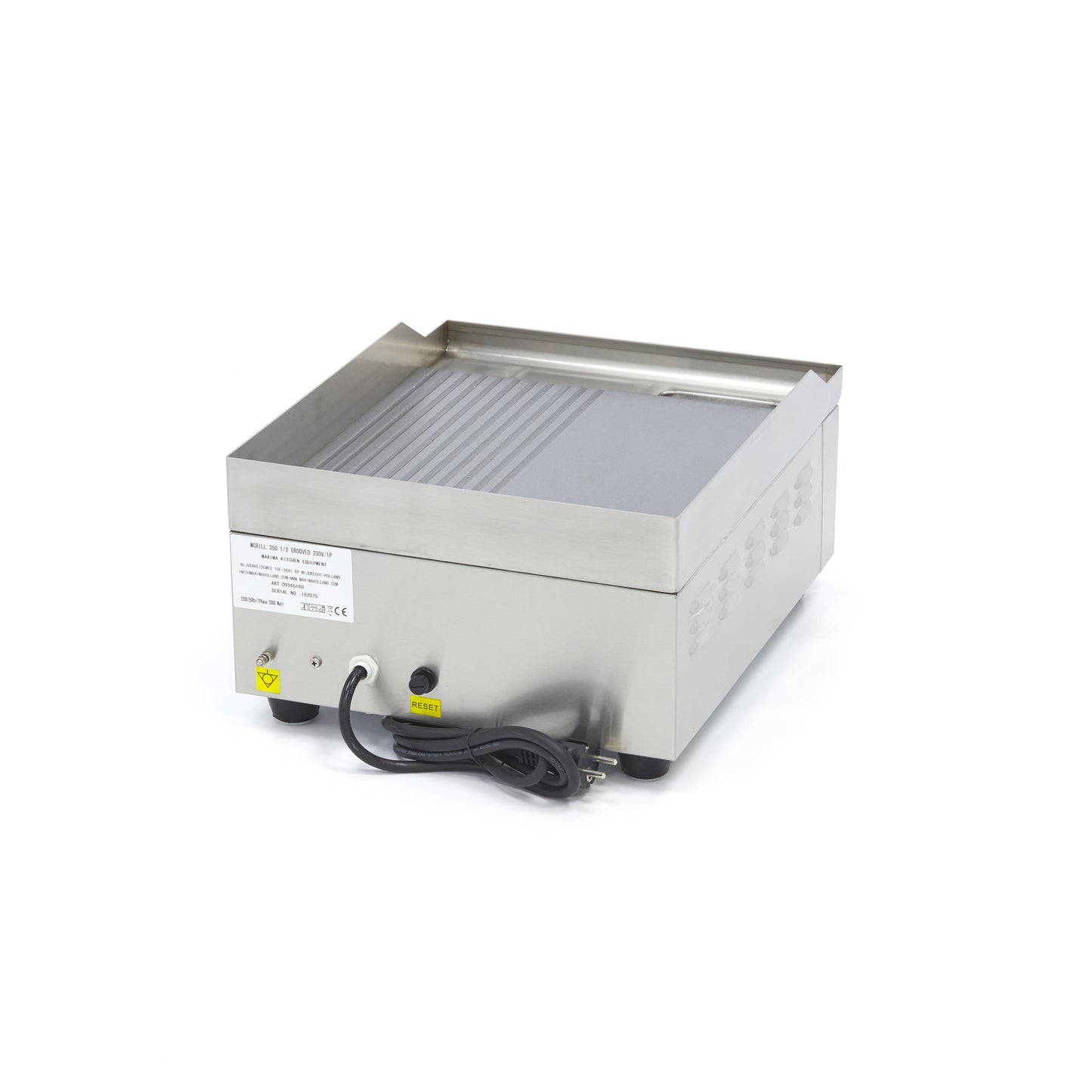 Grillplaat - Half Gegroefd - 36 cm - incl. Opvangbak