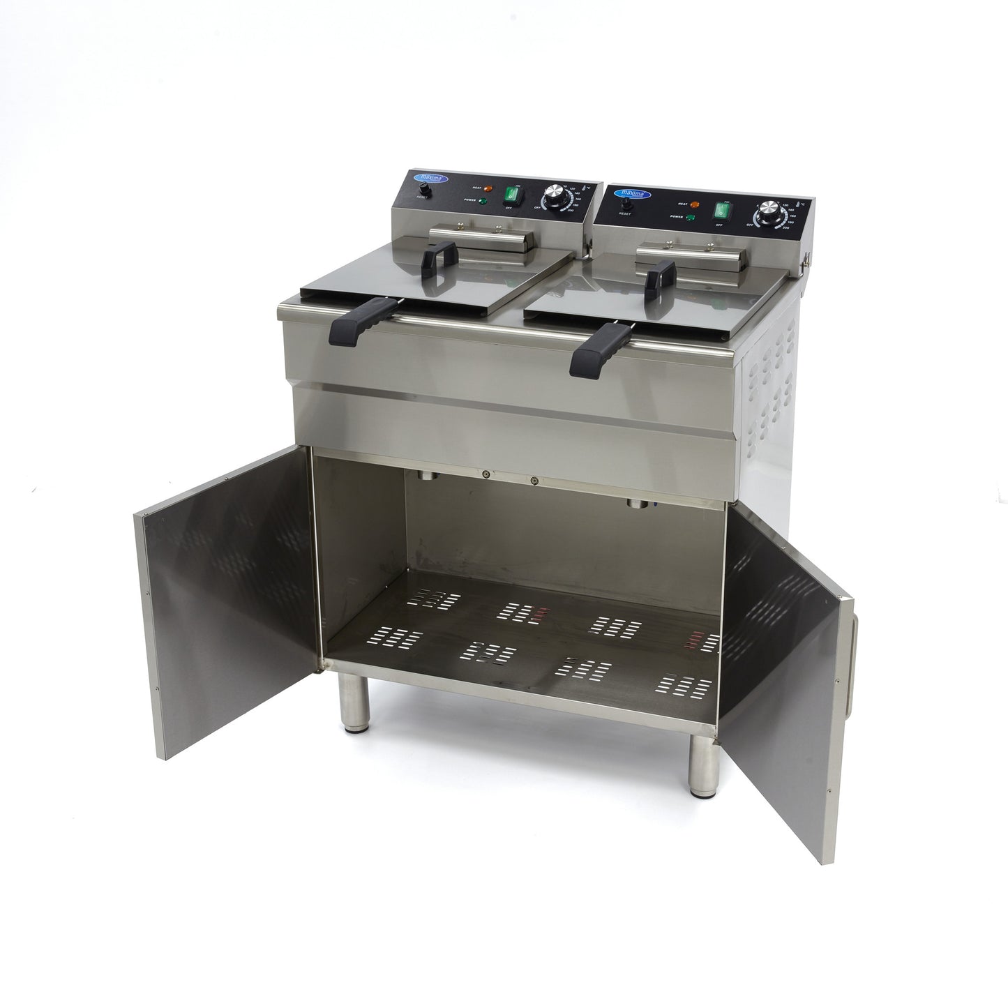 Frituurpan - 2x 16 L - 2 Manden - met Tapkraan en Opbergruimte - 400V