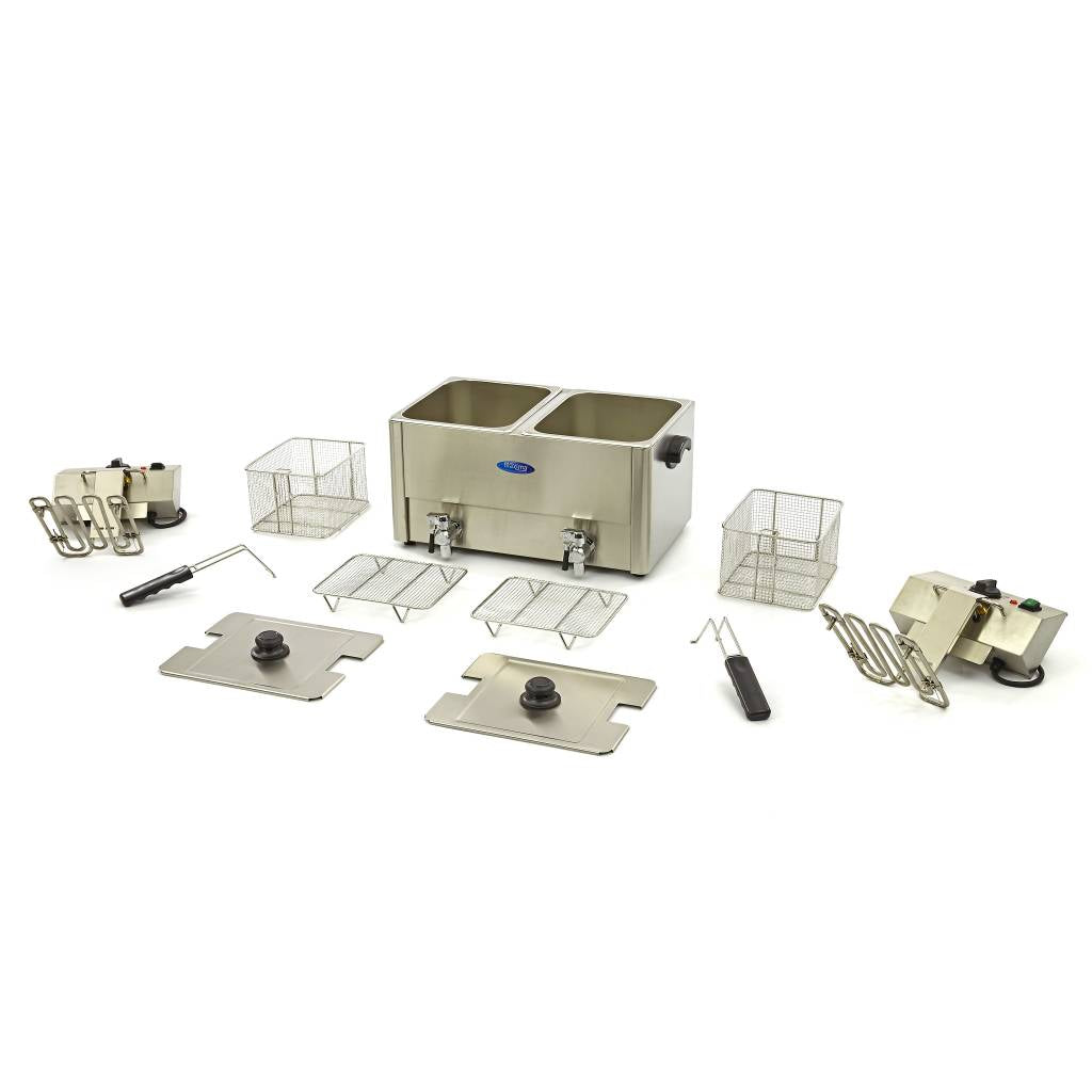 Frituurpan - 2x 8 L - 2 Manden - met Tapkraan