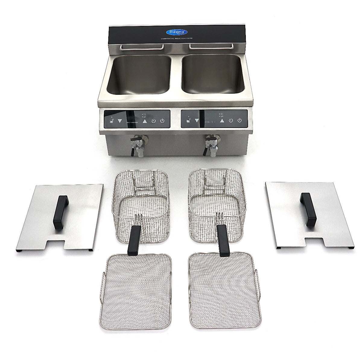 Frituurpan - 2x 8 L - 2 Manden - met Tapkraan - Inductie