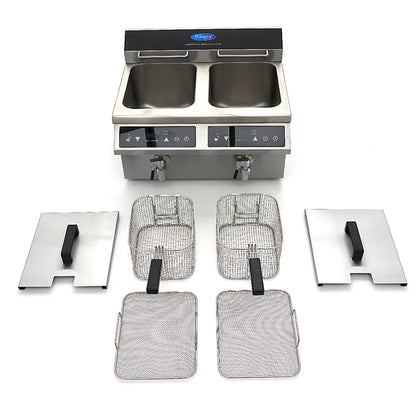 Frituurpan - 2x 8 L - 2 Manden - met Tapkraan - Inductie