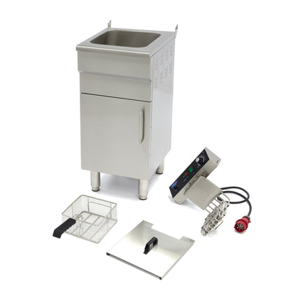 Frituurpan - 16 L - 1 Mand - met Tapkraan en Opbergruimte - 400V