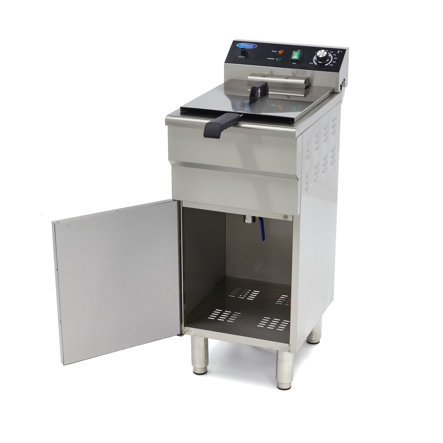 Frituurpan - 16 L - 1 Mand - met Tapkraan en Opbergruimte - 400V