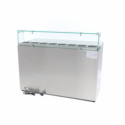 Pizzawerkbank - 137 cm - 3 Deuren - 8 x 1/6 GN - incl. Glazen Afdekking