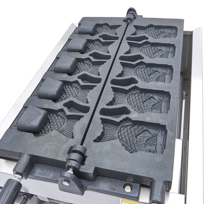 Wafelijzer - 5 Stuks - Taiyaki / Visvorm - Draaibaar - Digitaal