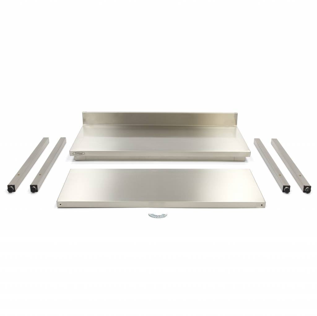 Werktafel rvs - 100 x 60 cm - Verstelbare Hoogte - met Spatrand en Onderschap