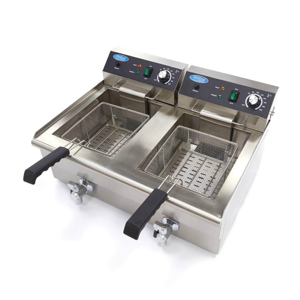 Frituurpan - 2x 16 L - 2 Manden - met Tapkraan