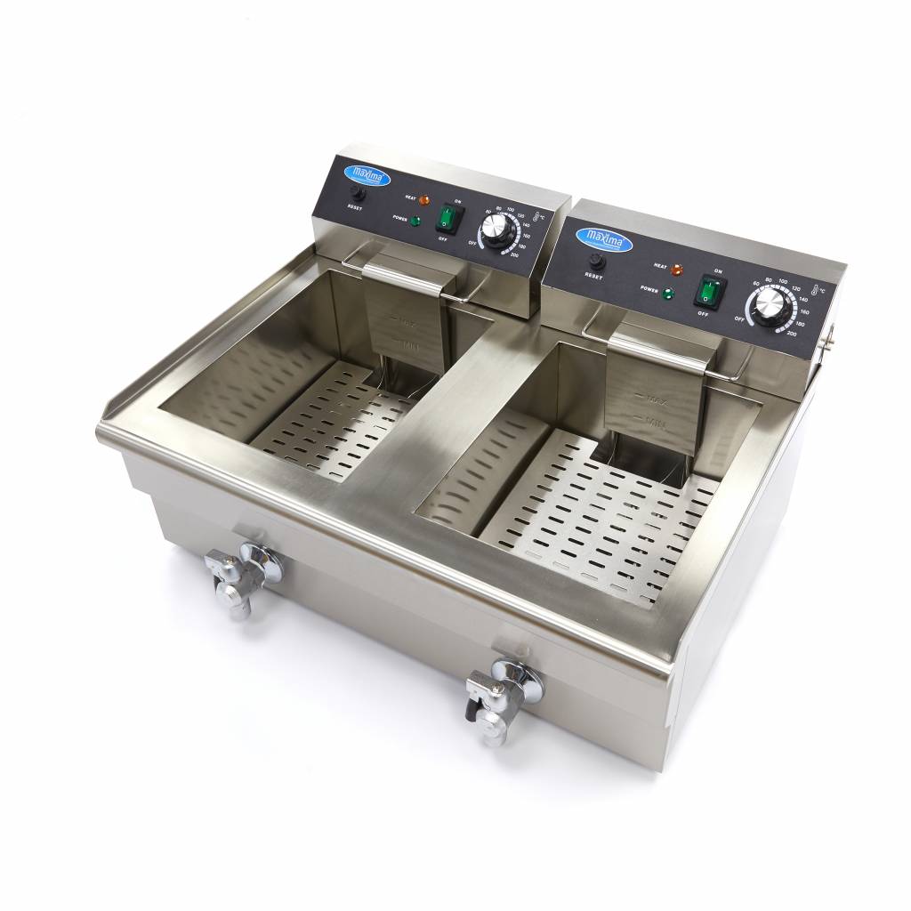 Frituurpan - 2x 16 L - 2 Manden - met Tapkraan