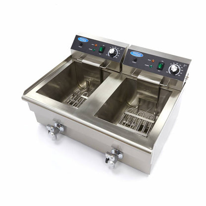 Frituurpan - 2x 16 L - 2 Manden - met Tapkraan