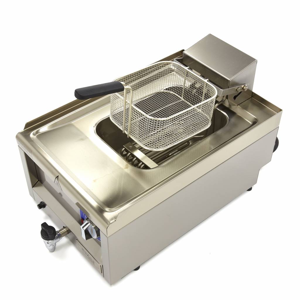 Frituurpan - 10 L - 1 Mand - met Tapkraan - 400V